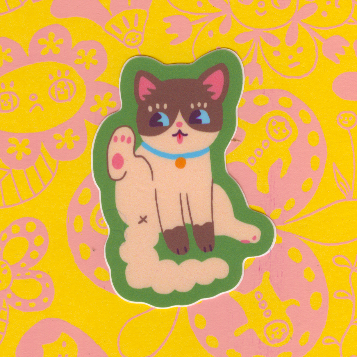 Grooming Cat Sticker