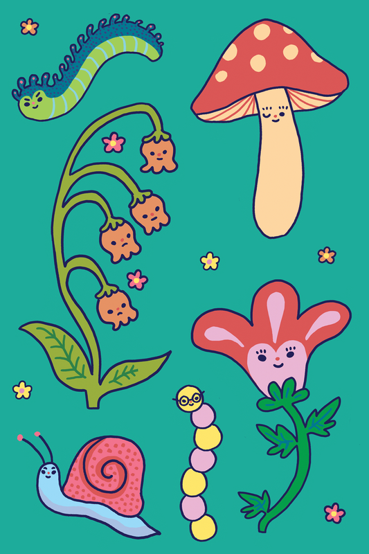 Flower and Bugs Sticker Sheet